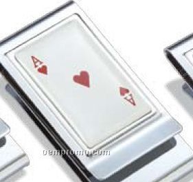 Ace Of Hearts Metal Chrome Plated Money Clip