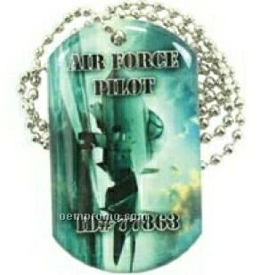 Dog Tag With Zipper Pull With Double Sided Dome