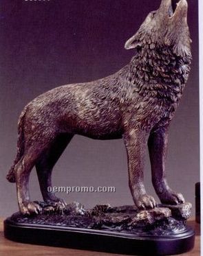 Howling/ Standing Wolf Trophy On Oblong Base (11"X12.5")