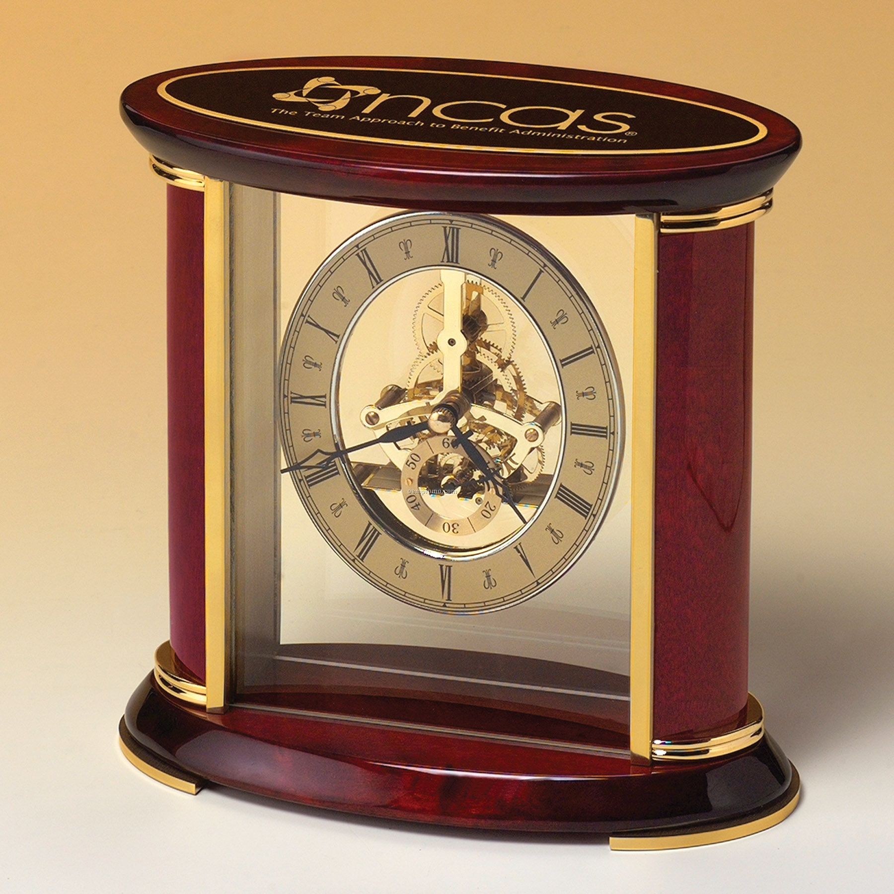 Skeleton Clock With Brass And Rosewood Piano Finish