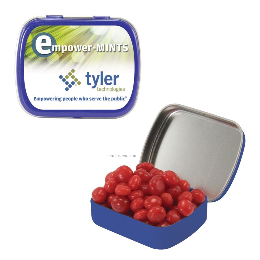 Small Royal Blue Mint Tin Filled With Cinnamon Red Hots
