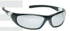 Sports Style Safety Glasses With Silver Mirror Lens & Black Frame