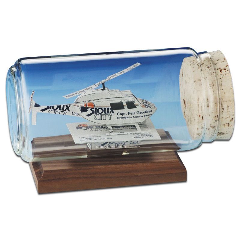 Business Card In A Bottle Sculpture - Helicopter