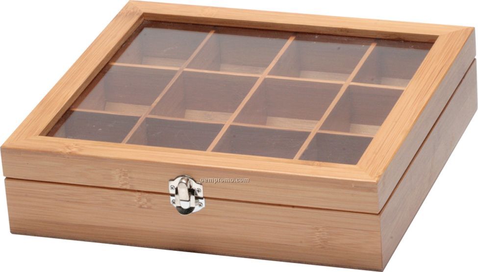 12 Compartment Birch Wood Tea Chest