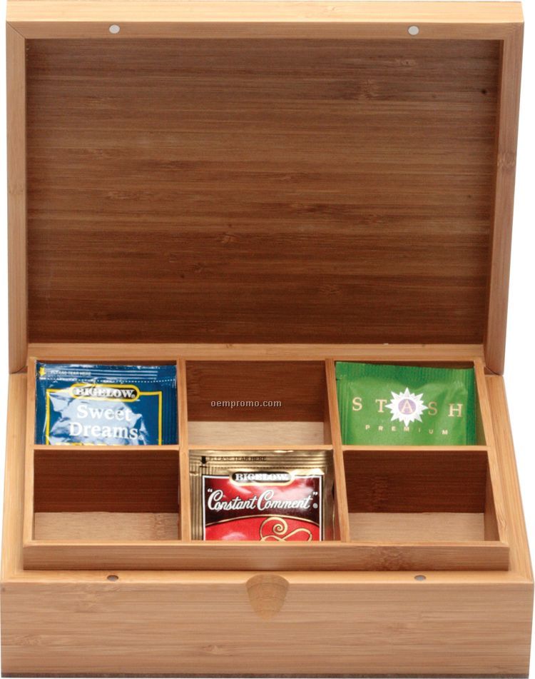 6 Compartment Beach Wood Tea Chest Solid