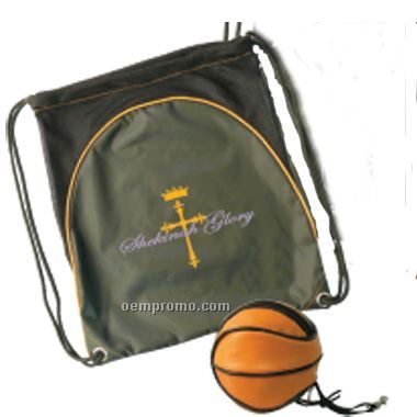 Drawstring Bag In Soccer Ball Pouch (Screen Printed)