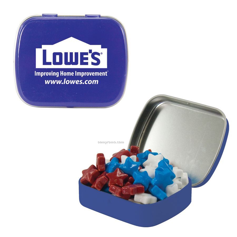 Small Royal Blue Mint Tin Filled With Candy Stars