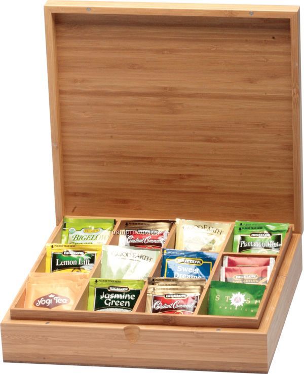 12 Compartment Beach Wood Tea Chest Solid