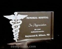Acrylic Paperweight Up To 16 Square Inches / Caduceus In Rectangle