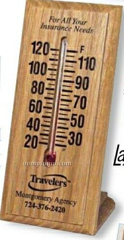 Maple Wood Desk Thermometer W/ Wood Easel