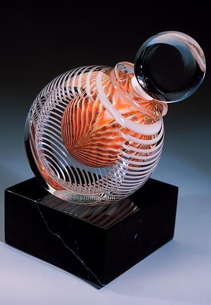 Amber Nautilus Perfume Sculpture W/ Marble Base