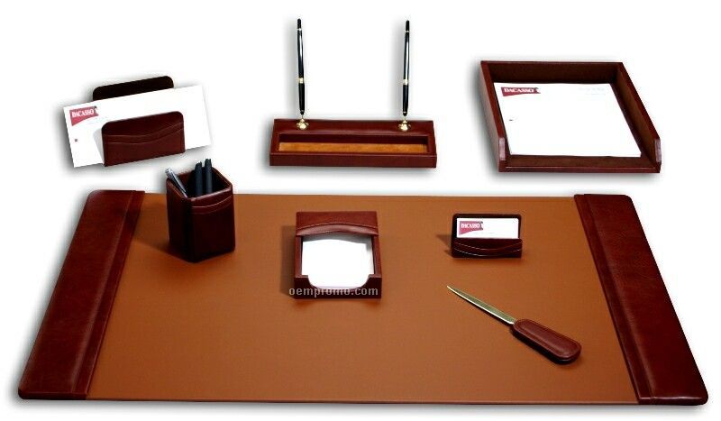 Mocha Brown 8-piece Classic Leather Desk Set