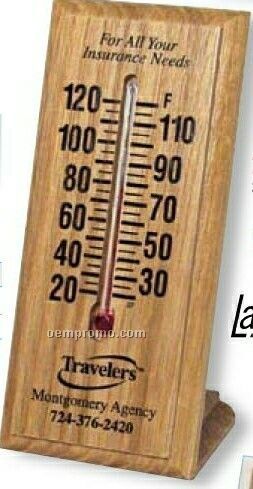 Oak Wood Desk Thermometer W/ Wood Easel