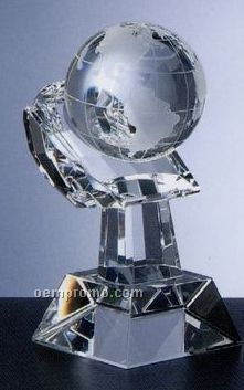 Small World Globe In Hand Crystal (5-3/8")