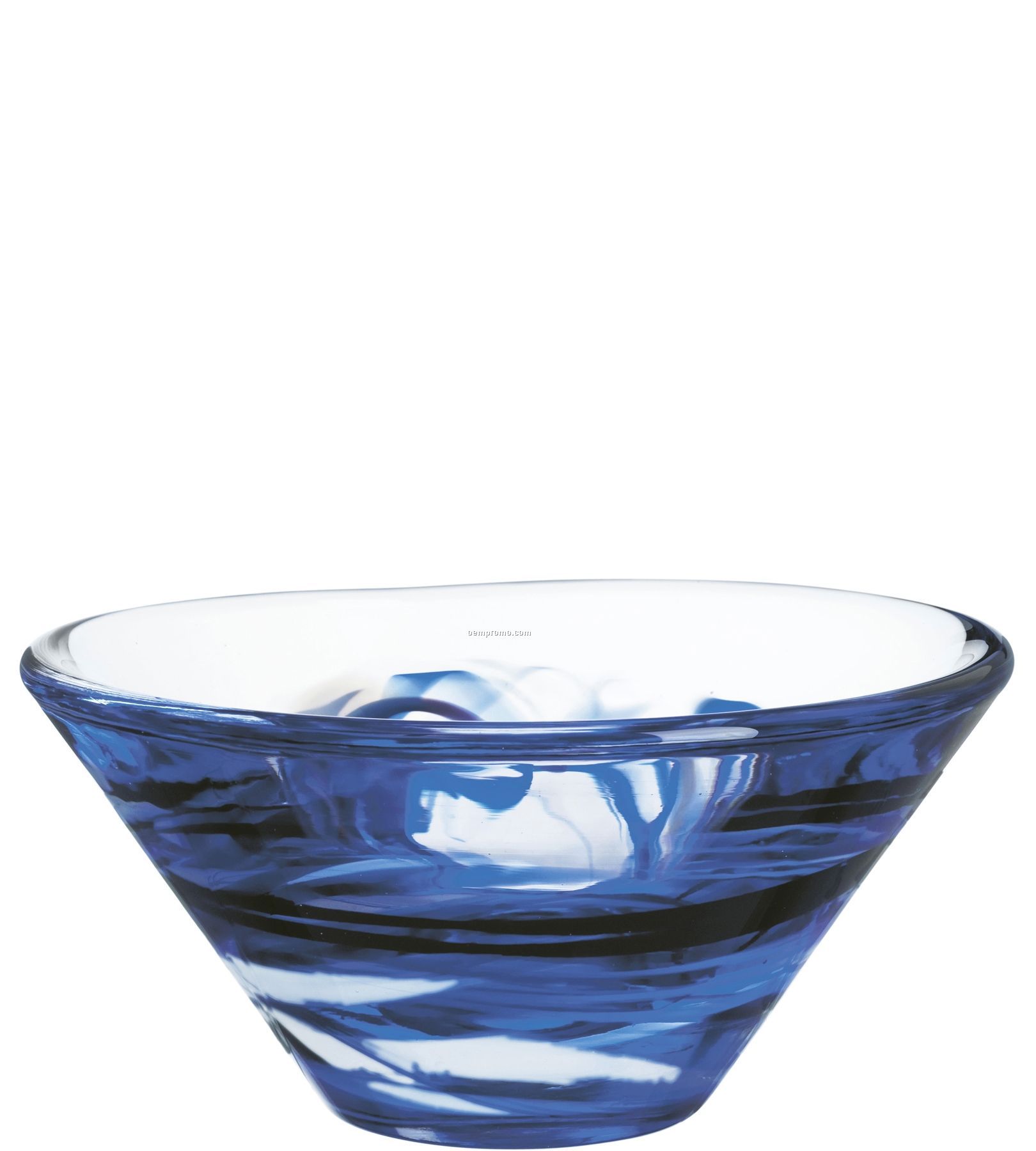 Tempera Crystal Bowl W/ Blue Swirl By Anna Ehrner
