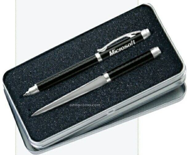 Twist Action Ballpoint Pen W/ Matched Letter Opener
