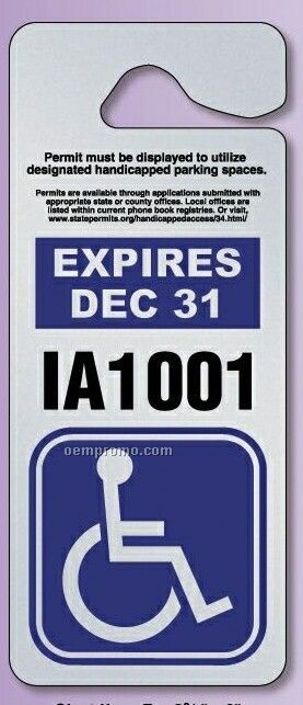 Giant Hang Tag Parking Permit (.035