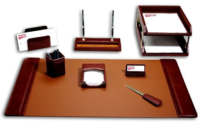 Mocha Brown 10-piece Classic Leather Desk Set