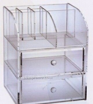 Clear Acrylic 2 Drawer Jewelry Keeper & Cosmetic Chest