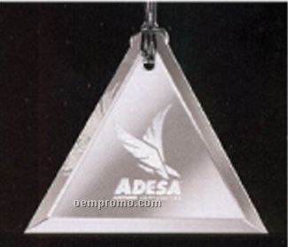 Classy Ornamentals. Beveled Triangle Clear Mirror Ornament W/Hole To Hang.