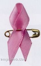 Medical Awareness Brass Safety Pin With Fabric Ribbon