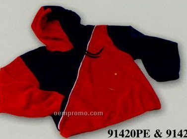 Premium Polar Fleece Colorblock Hooded Pullover With Piping