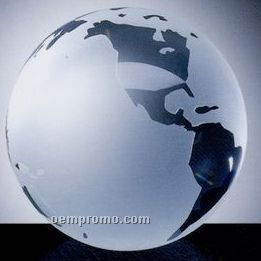 Clear Ocean World Globe W/ Flat Bottom (3")