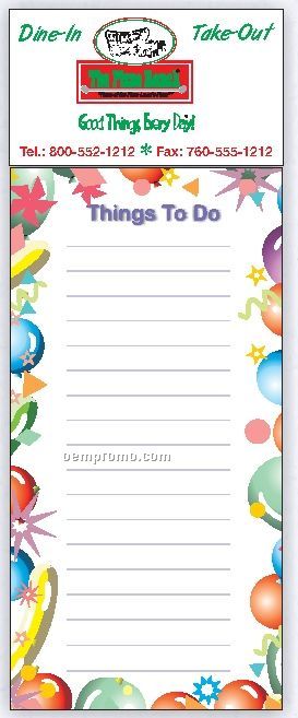 25 Sheet Balloon Border Things To Do List W/ Magnet (3-1/2