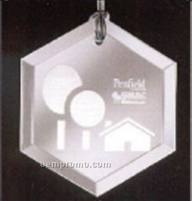 Classy Ornamentals. Beveled Hexagon Clear Mirror Ornament W/Hole To Hang.