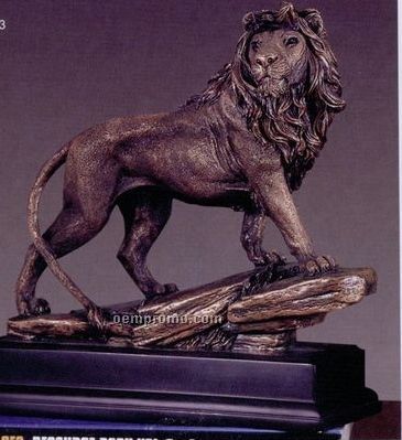 Lion On Rock Trophy W/ Rectangle Base (11