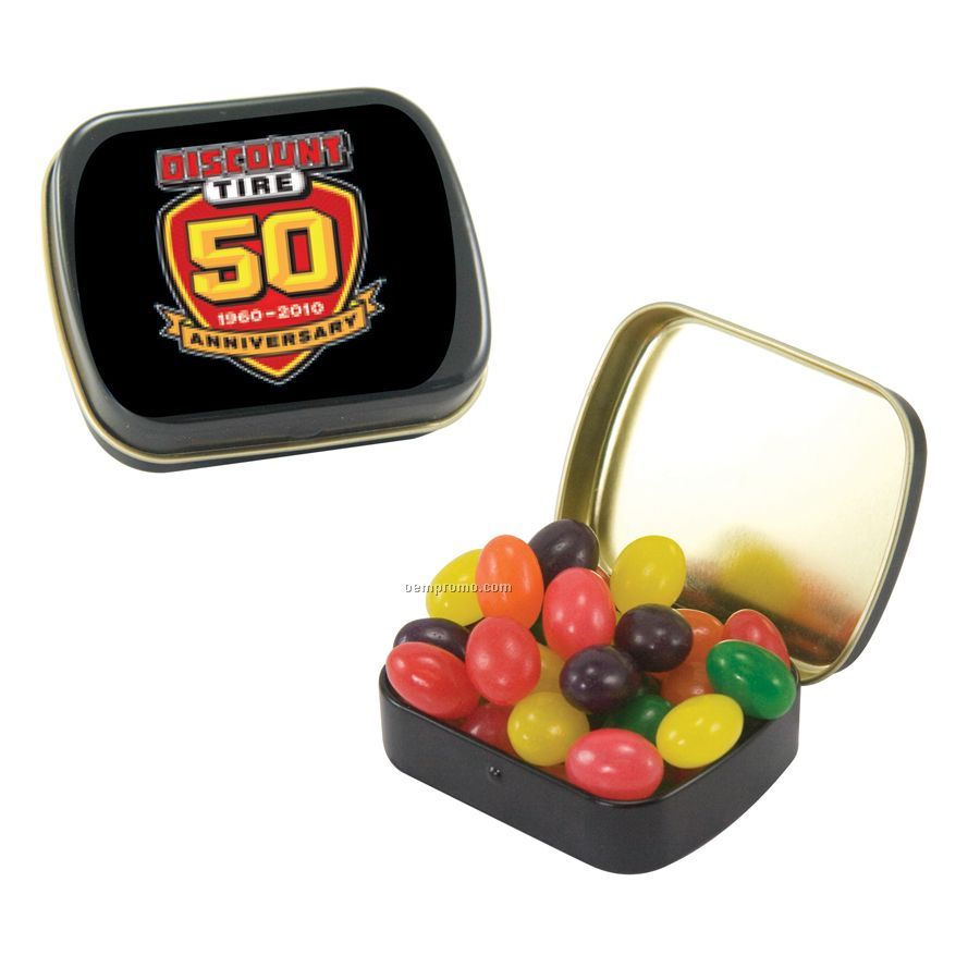 Small Black Mint Tin Filled With Jelly Beans