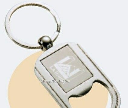 Bottle Opener/ Key Ring With Rectangle Inset