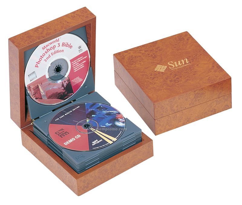 Executive Burlwood Finish CD/DVD Box