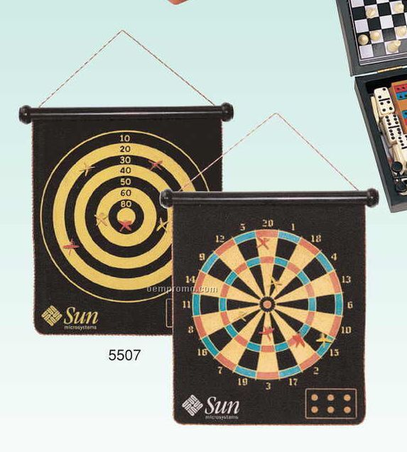 Magnetic 2 Sided Roll Up Velvet Dart Game (Screened)