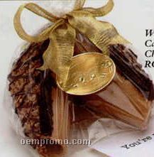 Plain Fortune Cookie Dipped In Caramel & Toffee (Bag Of 1 Tied W/ Ribbon)