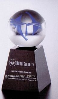 Sphere Custom Lucite Award W/ Black Base
