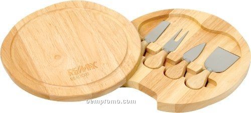 Wood Swivel Cheese Set