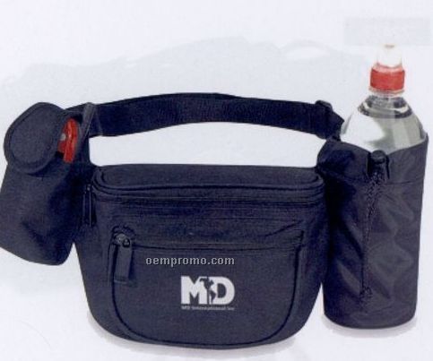 13"X5-1/2"X2-1/2" Poly Fanny Pack With Bottle Holder & Phone Pouch