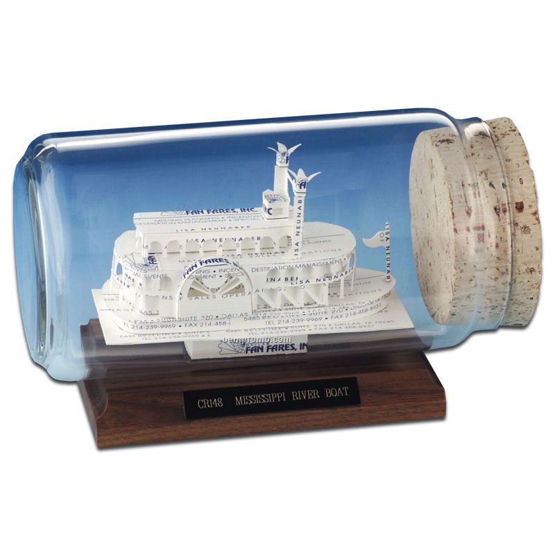 Business Card In A Bottle Sculpture - Mississippi River Boat