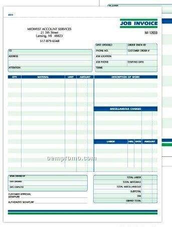 2 Part Job Invoices Formatted Snap Sets