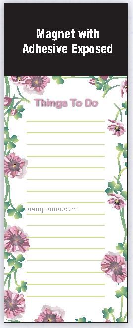 25 Sheet Floral Border Things To Do List W/ Magnet (3-1/2"X7 1/2")