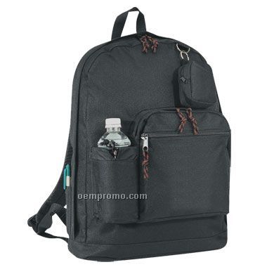 600d Polyester Backpack W/Bottle Holder & Coin Pack