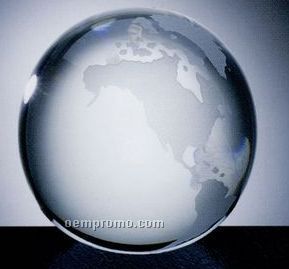 White Frosted Ocean World Globe W/ Flat Bottom (2
