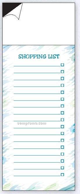 50 Sheet Blue Border Shopping List W/ Magnet (3-1/2"X7 1/2")