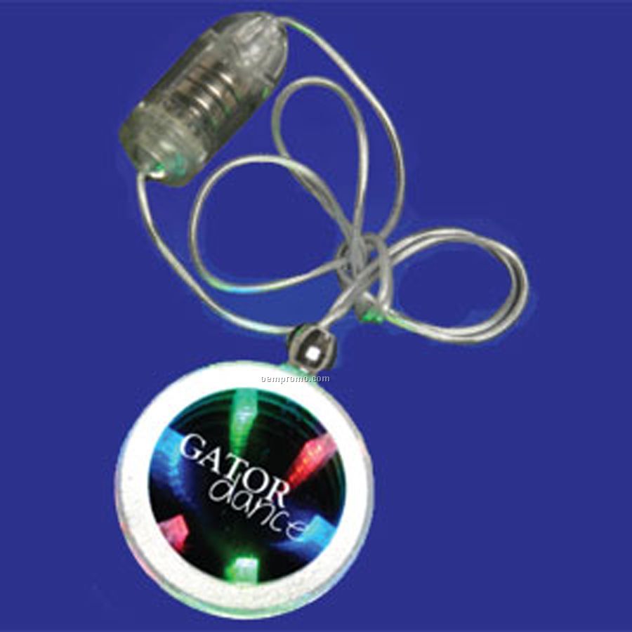 Light Up Pendant Necklace With Multi-colored Leds & Mirrored Surface