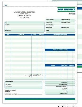 3 Part Job Invoices Formatted Snap Sets