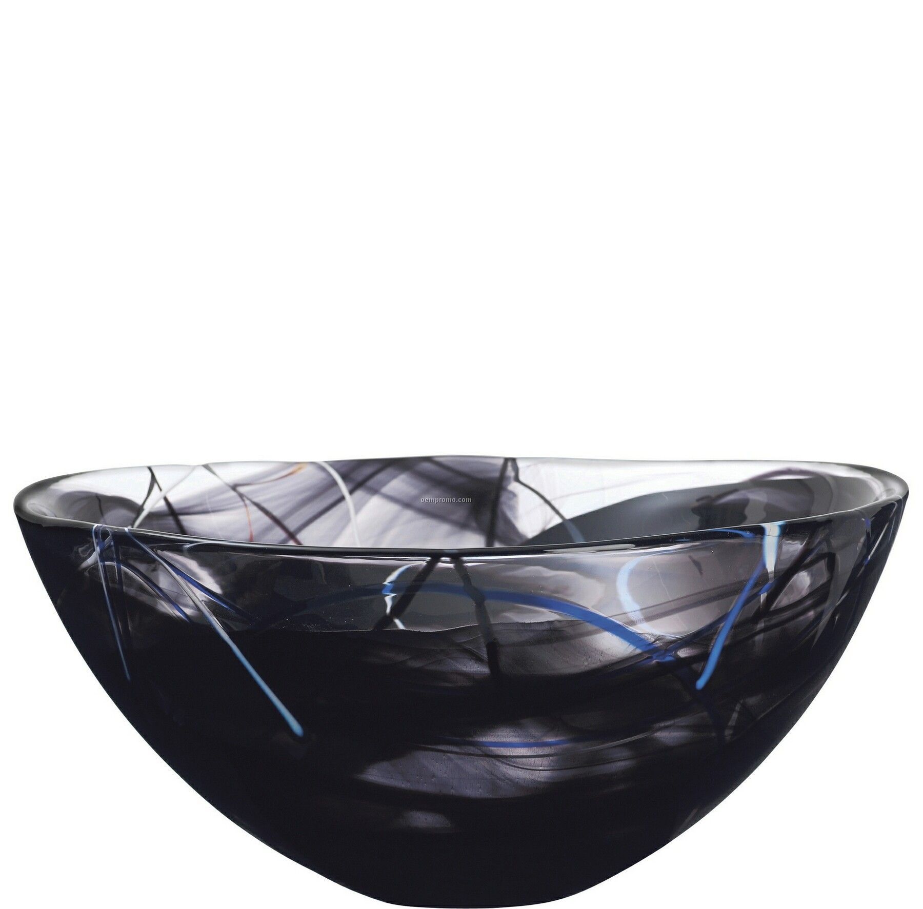 Contrast Large Swirl Crystal Bowl By Anna Ehrner (Black)