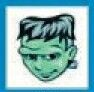 Holidays Stock Temporary Tattoo - Green Frankenstein Head (2"X2")
