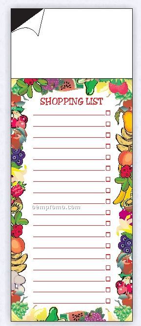 50 Sheet Fruit Border Shopping List W/ Magnet (3-1/2"X7 1/2")