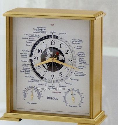 Bulova Executive Collection Quest Clock & Thermometer W/ 2 Tone